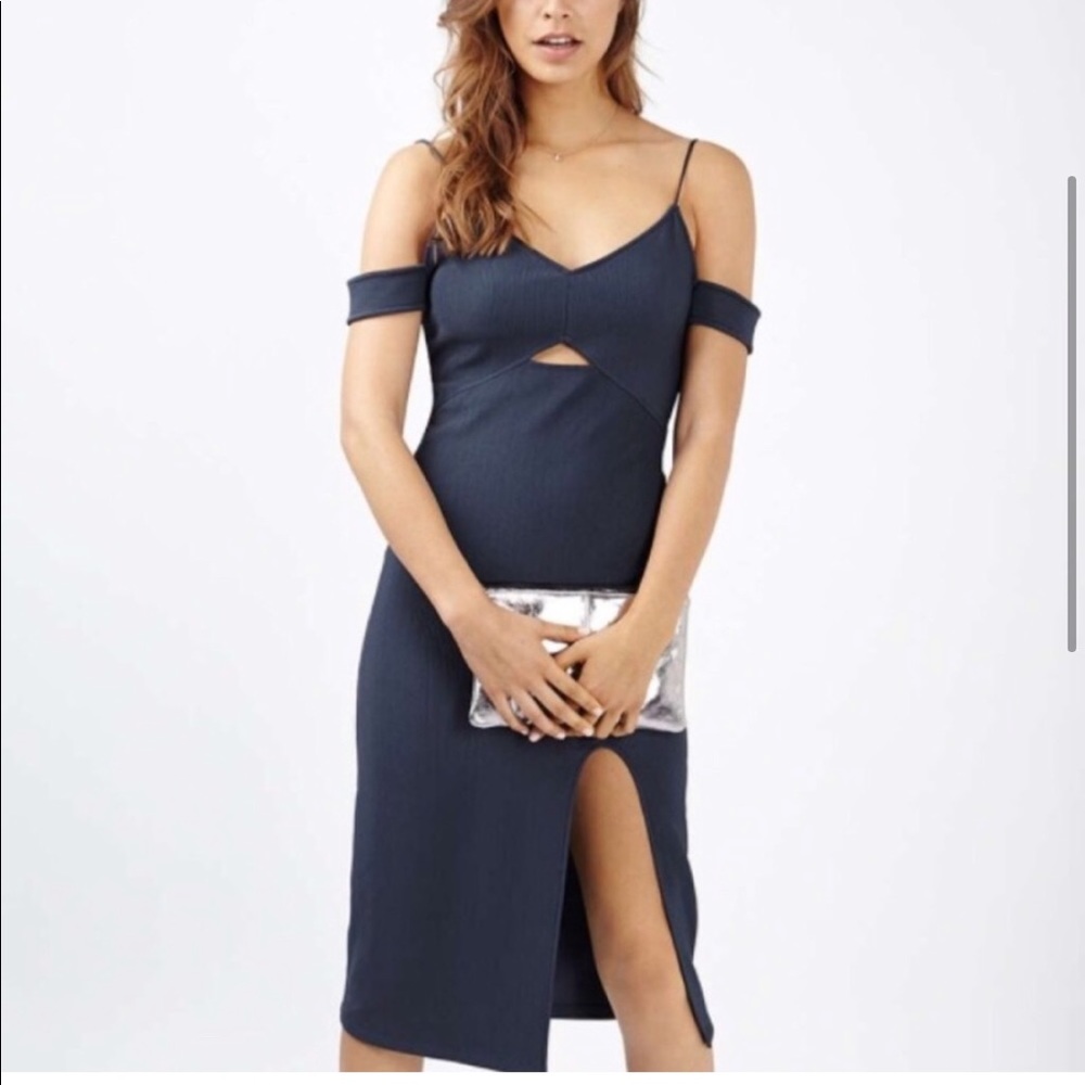 Topshop Navy Blue Midi Dress